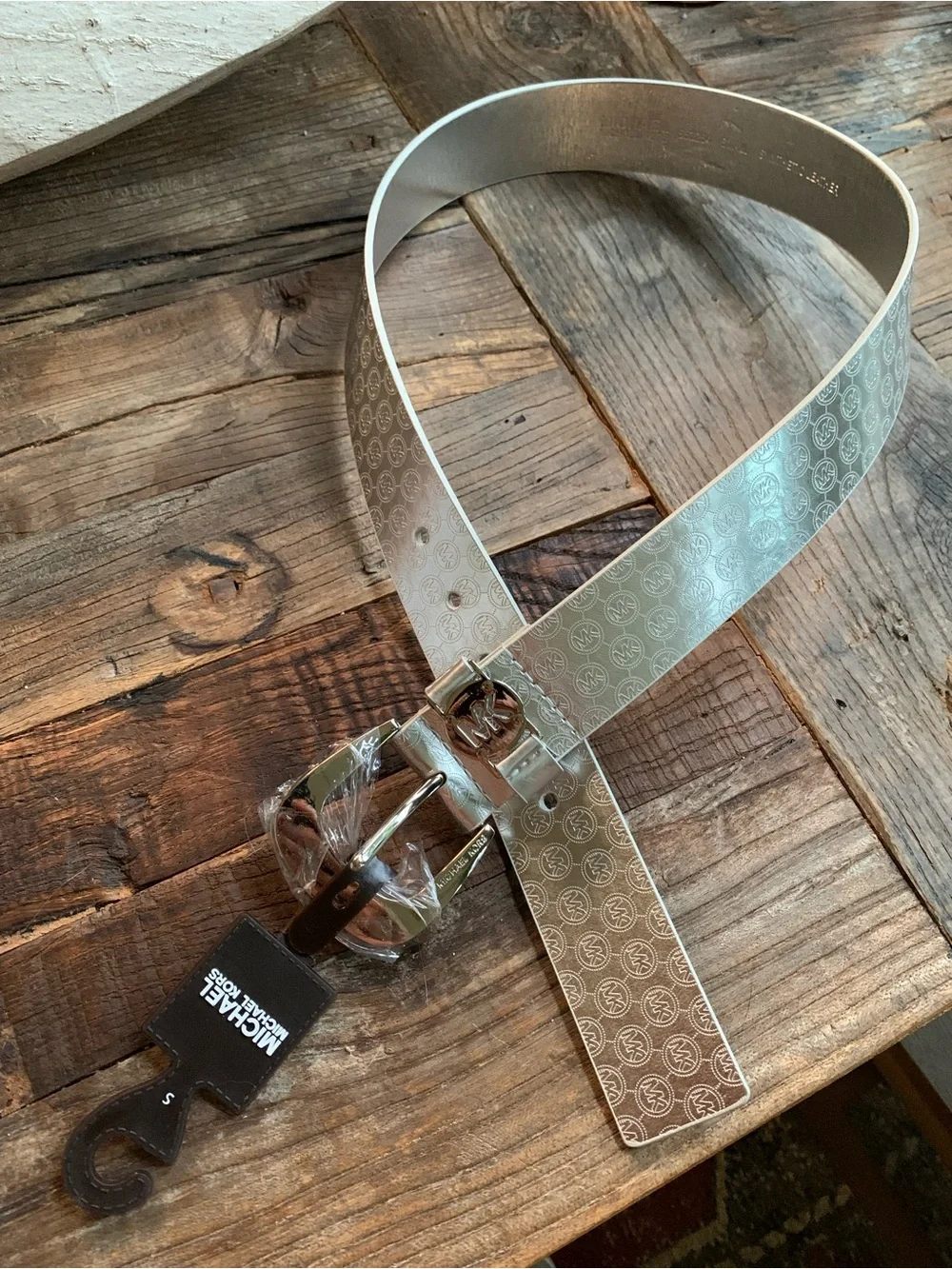 Michael Kors Silver Monogram Logo Belt